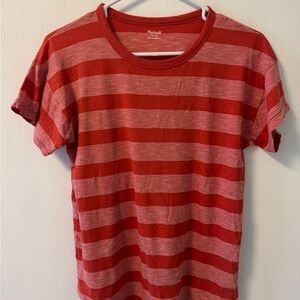Madewell Orang and White Short Sleeve Tee